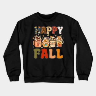 Happy Fall Y'all Autumn Halloween Pumpkin Spice Latte Crewneck Sweatshirt